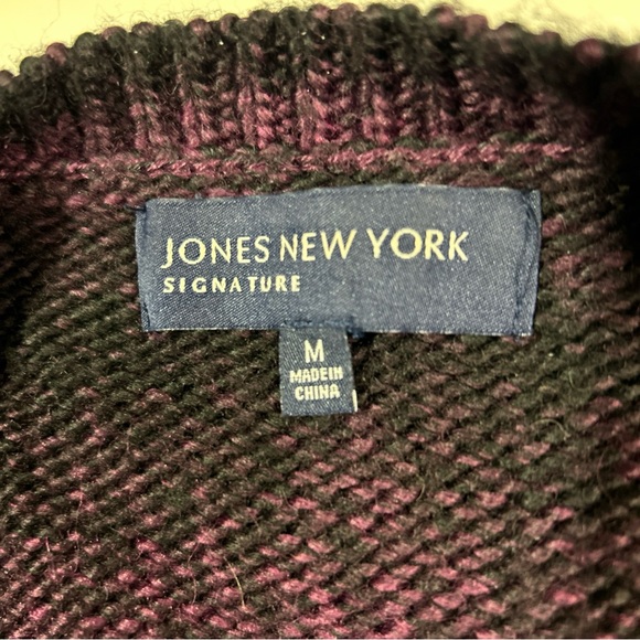 Jones New York Cardigan Sweater Women’s Medium Black Purple Whimsigoth Goth - Picture 6 of 11